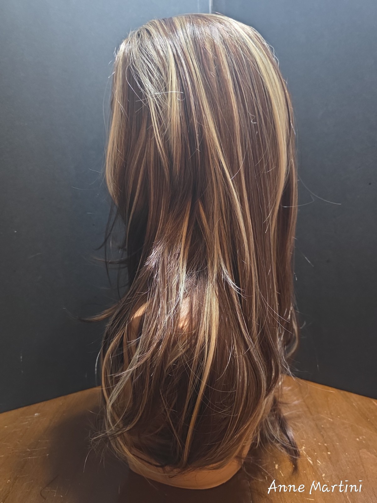 Women’s Lace Front Synthetic Straight Wig Layered Free-Part Brown/Blonde 21-30in