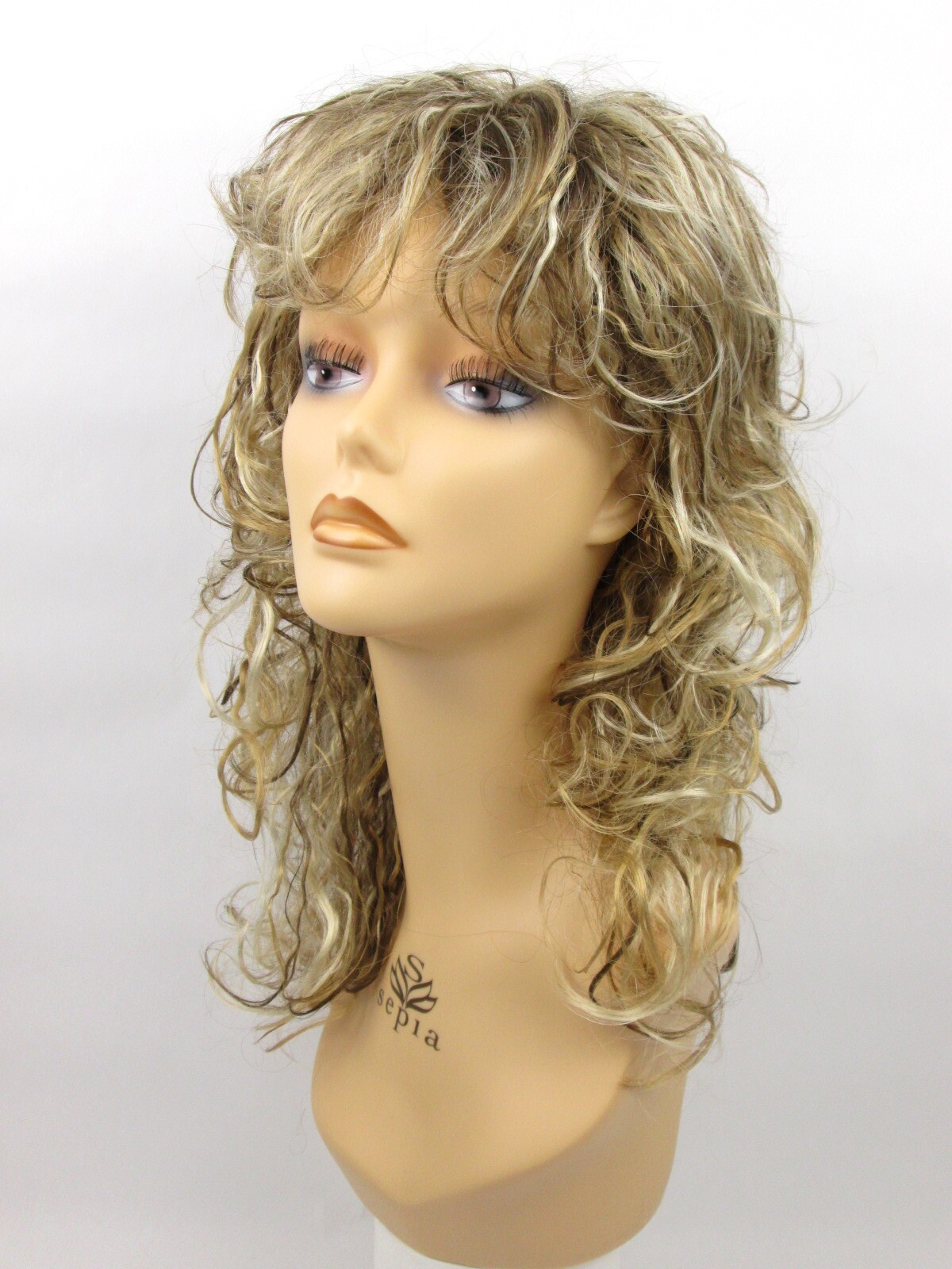 WOMENS MEDIUM LENGTH MIX OF PERM-LIKE & SLIGHTLY CRIMPED CURLS CURLY WIG CECILIA