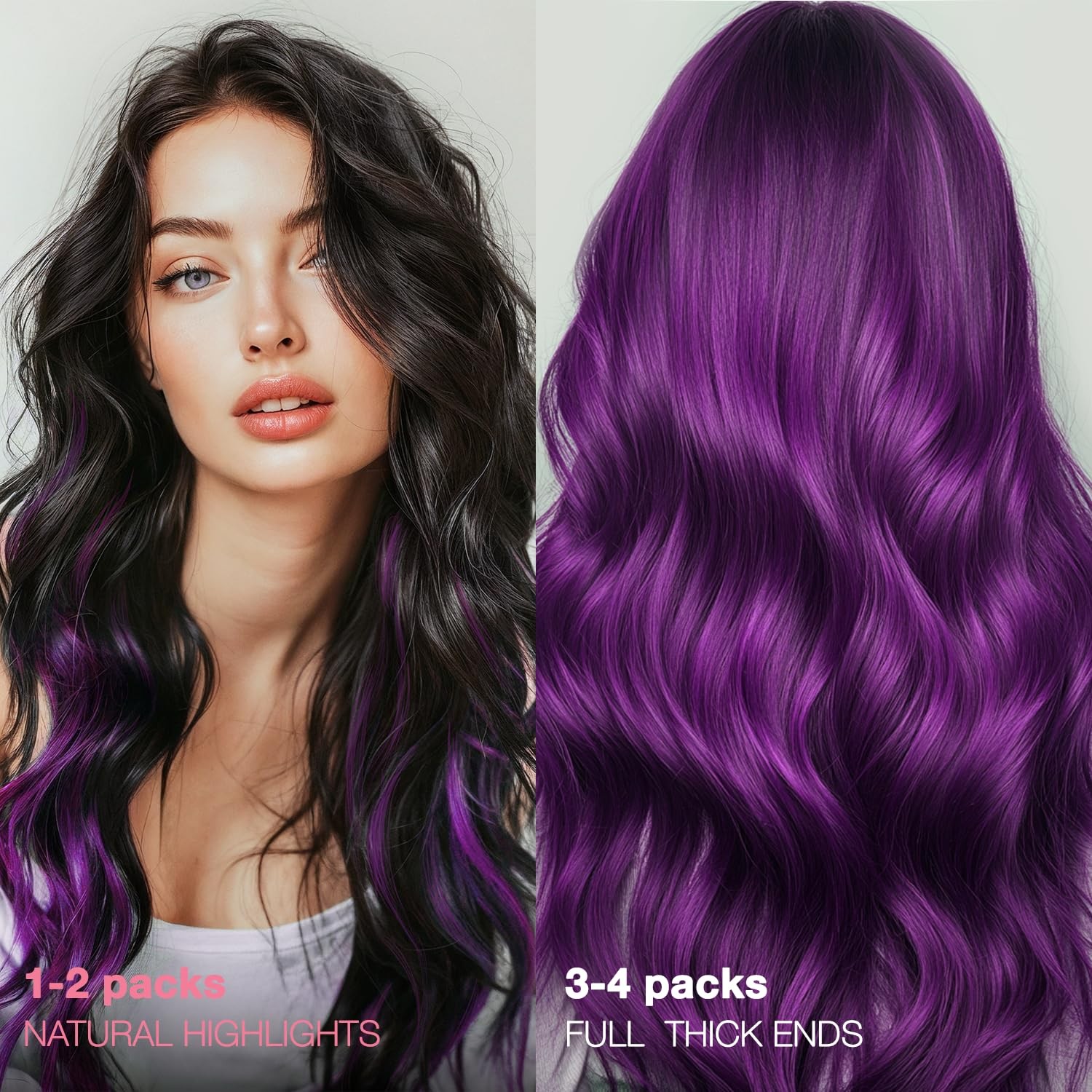 GOO GOO Purple Tape-in Human Hair Extensions 10″ 20g 10pcs Colored