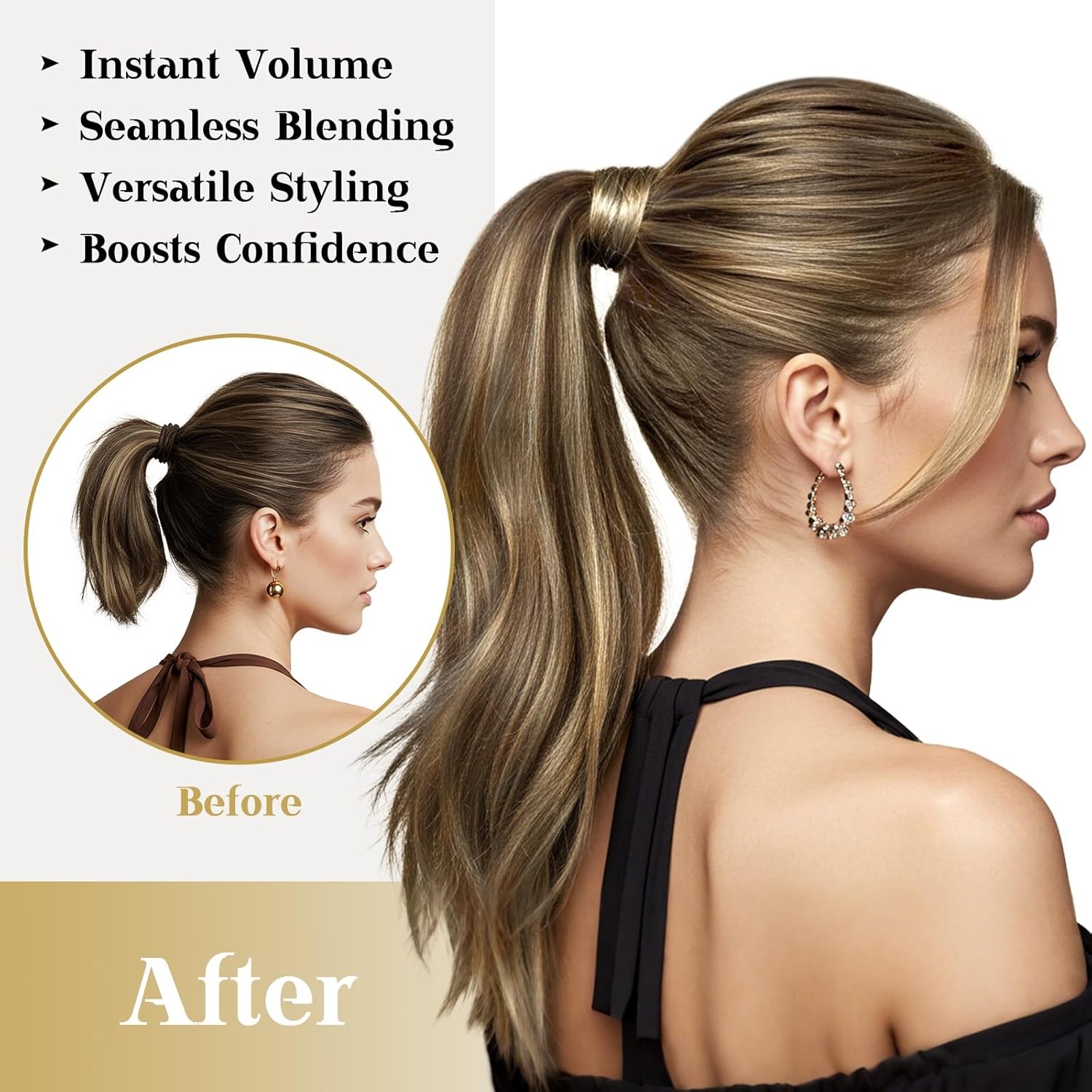 Sunny Hair PONYTAIL 20in Medium Brown Highlighted Caramel Blonde Hair Extensions