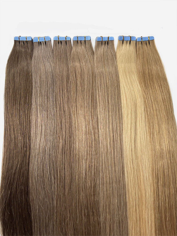 Invisible Tape in Remy Human Hair Extensions Skin Wefts Thick Hair Fashion Color