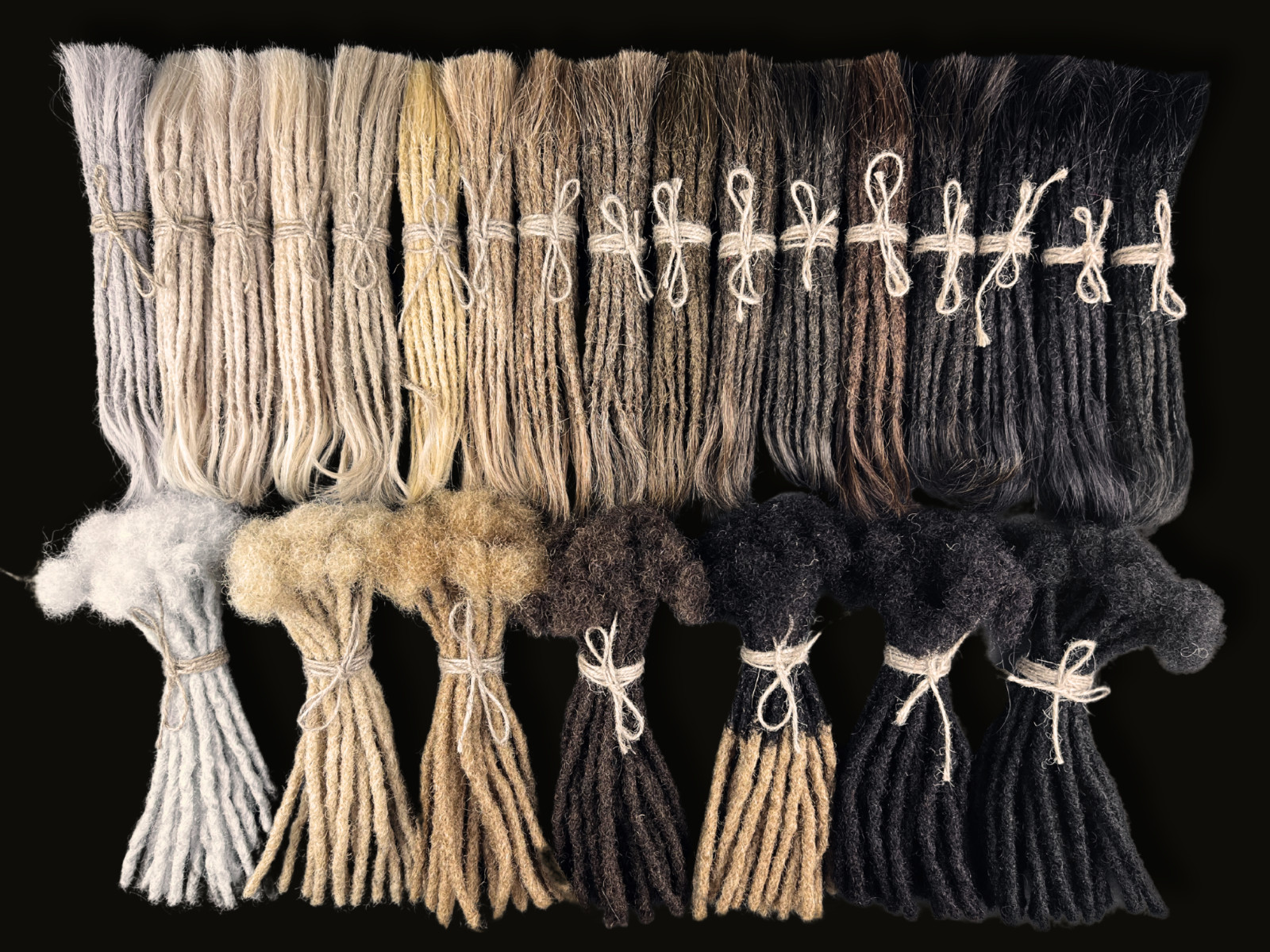 Dreadlock Extensions Human Hair 1B Black, 0.4, 0.6 and 0.9 cm 10 pieces