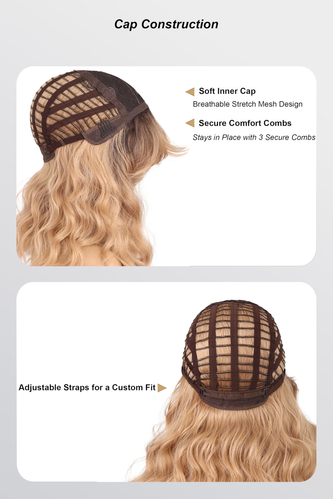 Blonde Wavy Wig with Bangs for Women Shoulder Length Synthetic Wigs Natural W…