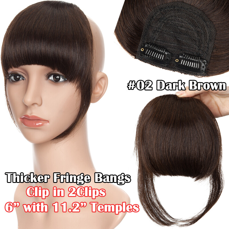 Clip in 100% Remy Human Hair Thin Air Neat Bangs Topper Piece Fringe Hairpiece U