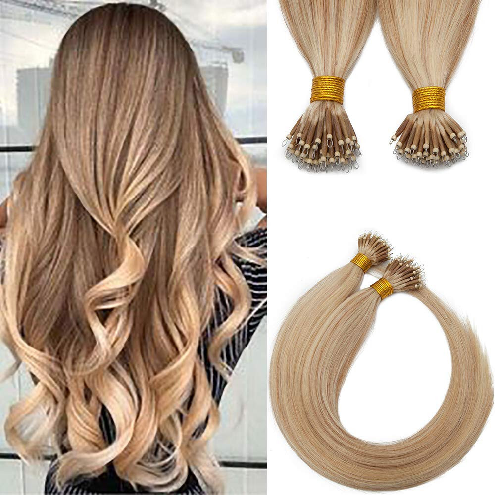 Nano Ring Real Human Hair Extensions Invisible Nano Micro Beads Link Thick Hair