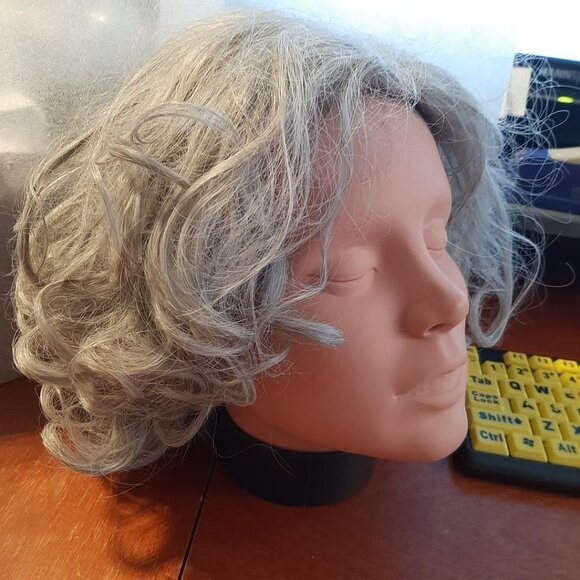 NEW ! Women Wig 12″ In Heat Resistant Hair Synthetic Curve Wig Light Gray