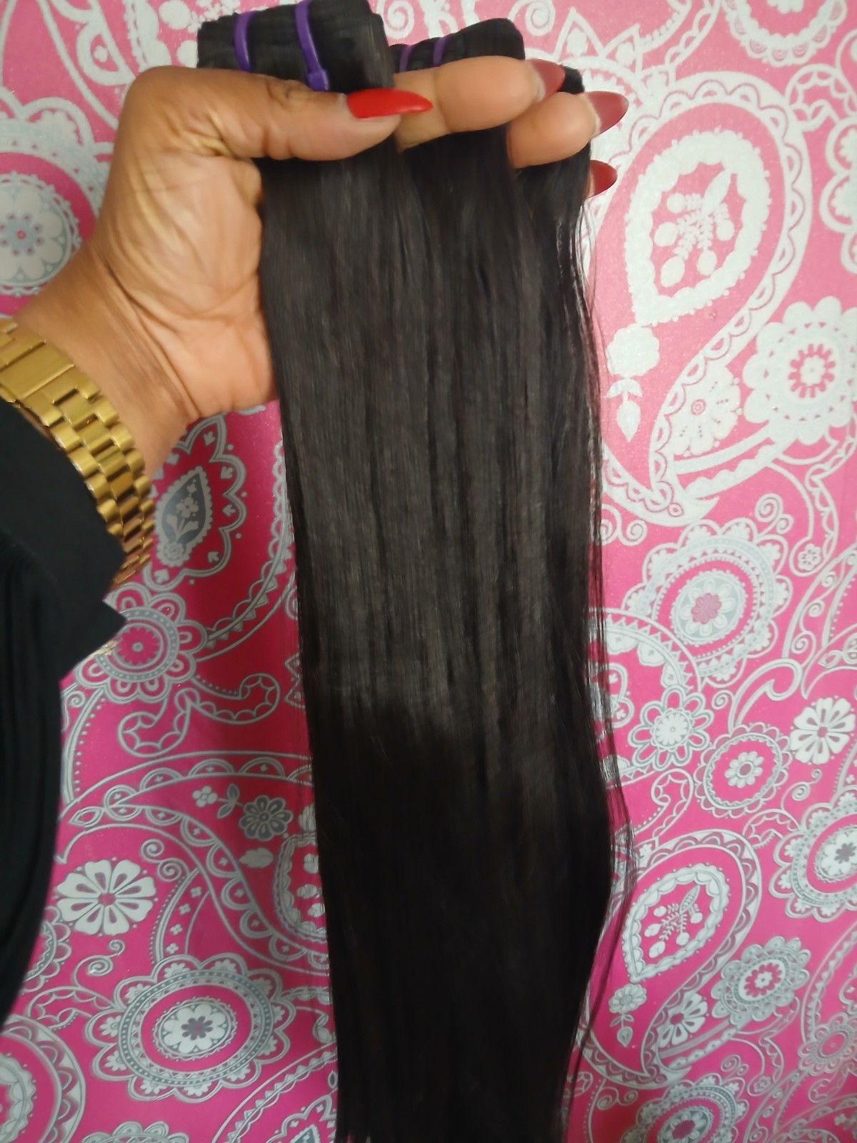 12A VIETNAMESE DOUBLE DRAWN VIRGIN HUMAN HAIR 20+22+24INCH 3BUNDLES STRAIGHT 1B#