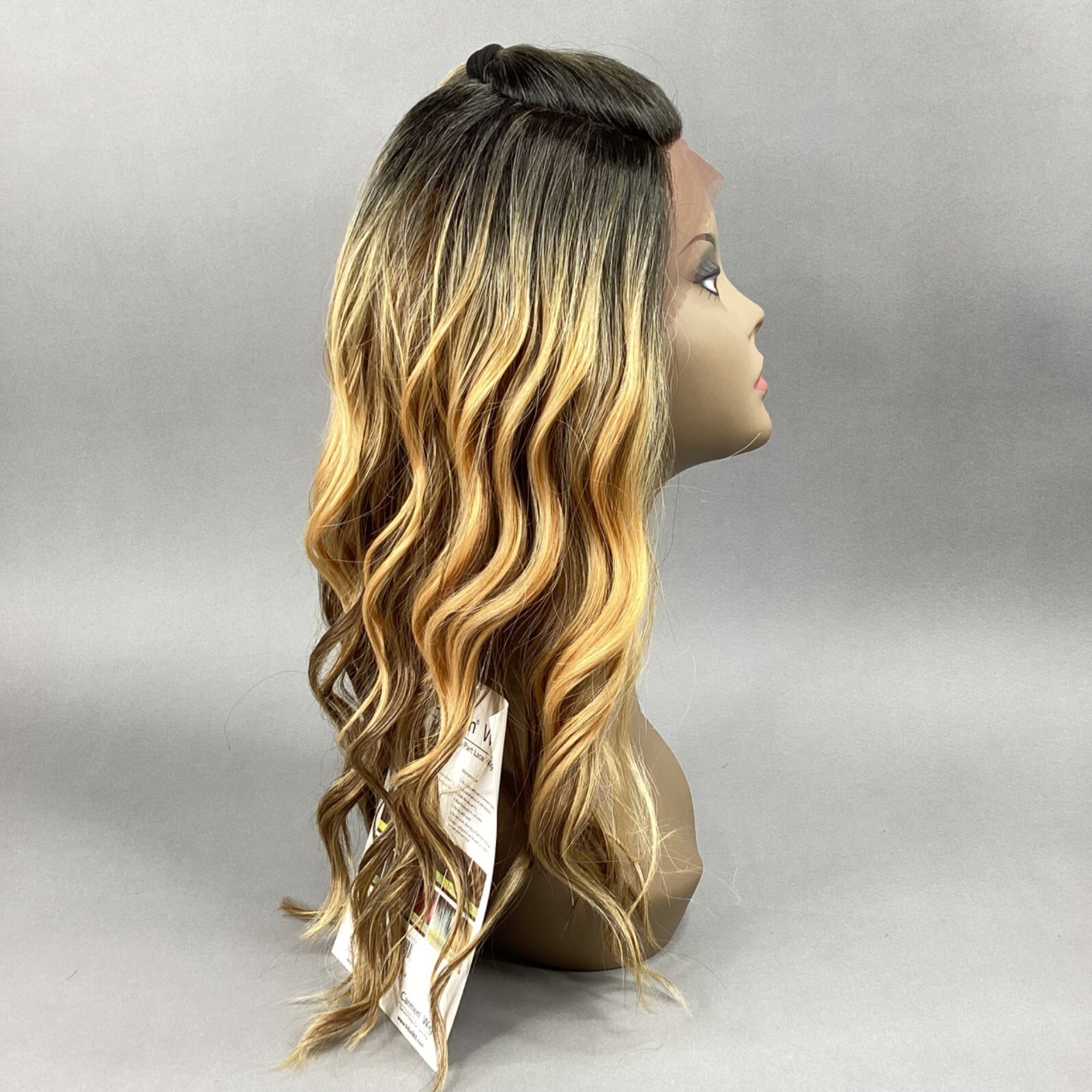 AM Deep Lace Front U-Part Ombre Honey Blonde Wig Top Pony Ponytail Synthetic