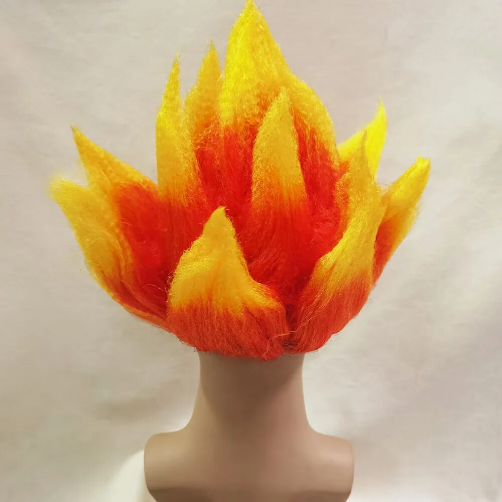Anger Wig Flame Fire Wig Short Red wig Red Ombre Wig for Men Women Cosplay