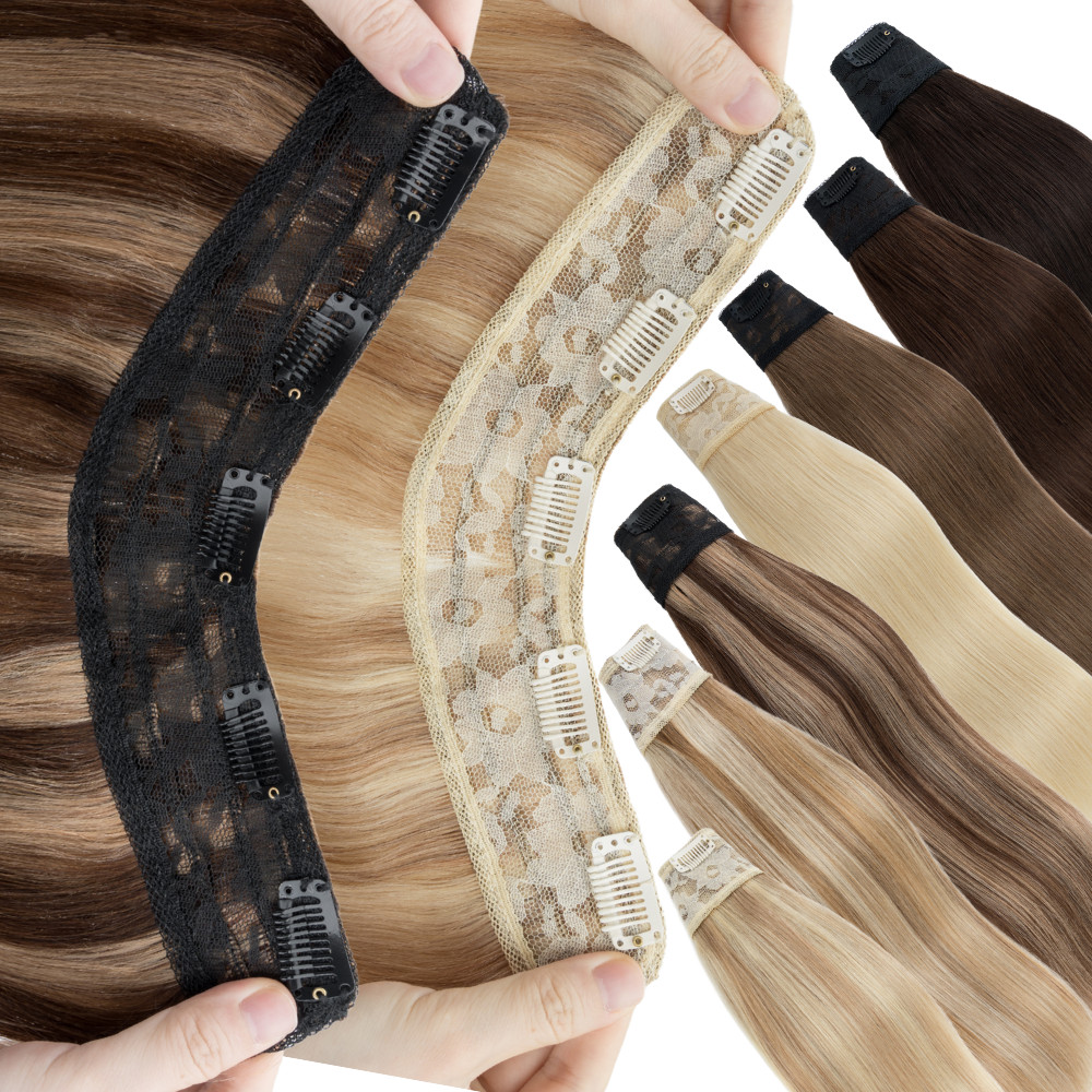 V Shape One Piece THICK Real Remy Clip in U Part Human Hair Extensions Full Head