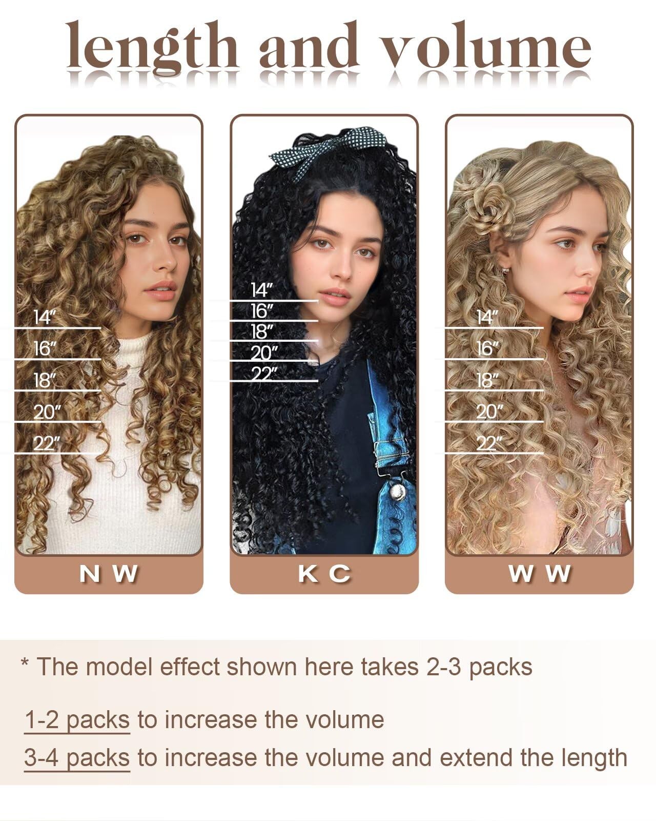 Hetto Curly Clip In Hair Extensions – Medium Brown 120G 7Pcs 14 Inch Ww – 3A-3C