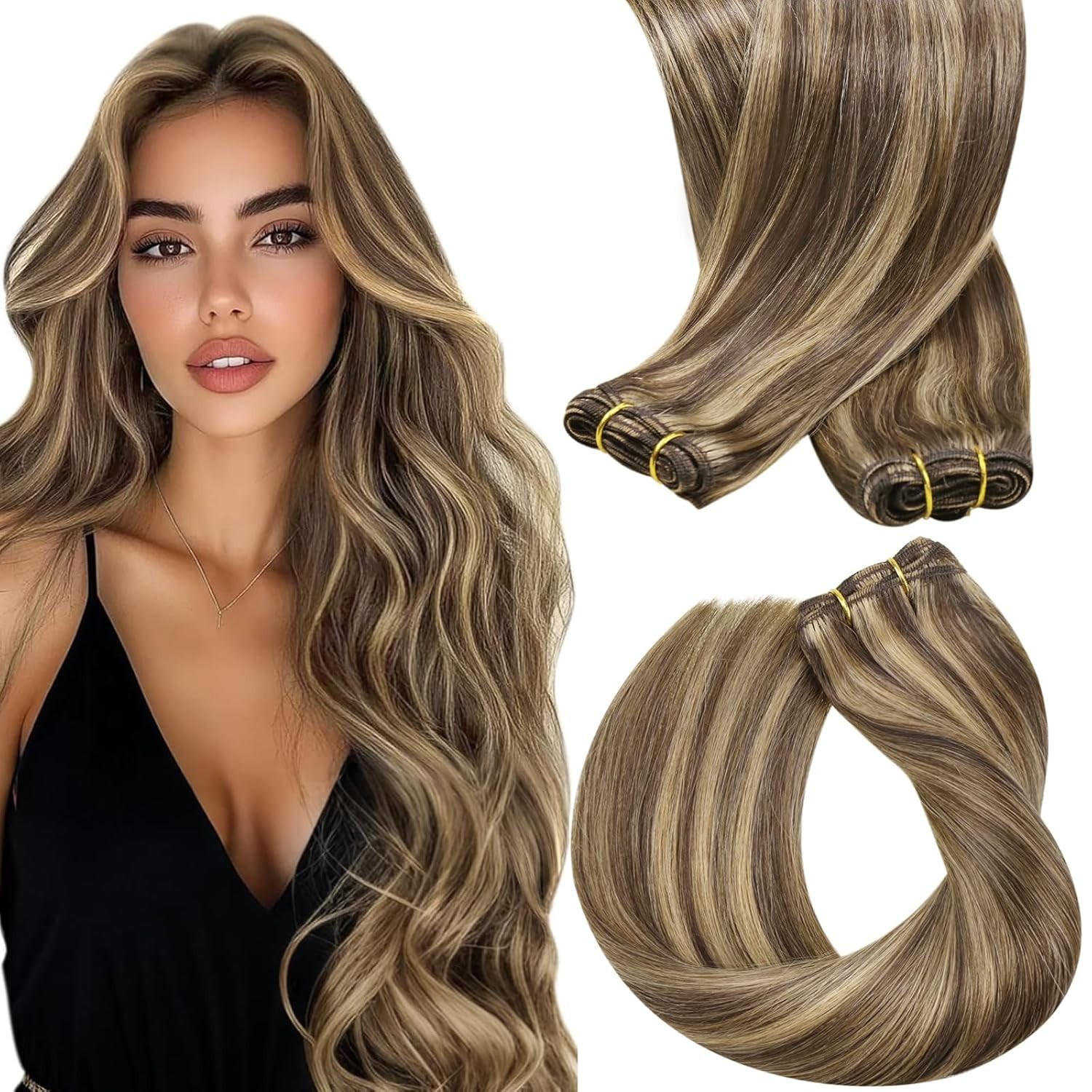 Sunny Hair 18inch Weft Hair Extensions Human Hair Brown Sew in Hair Extension…