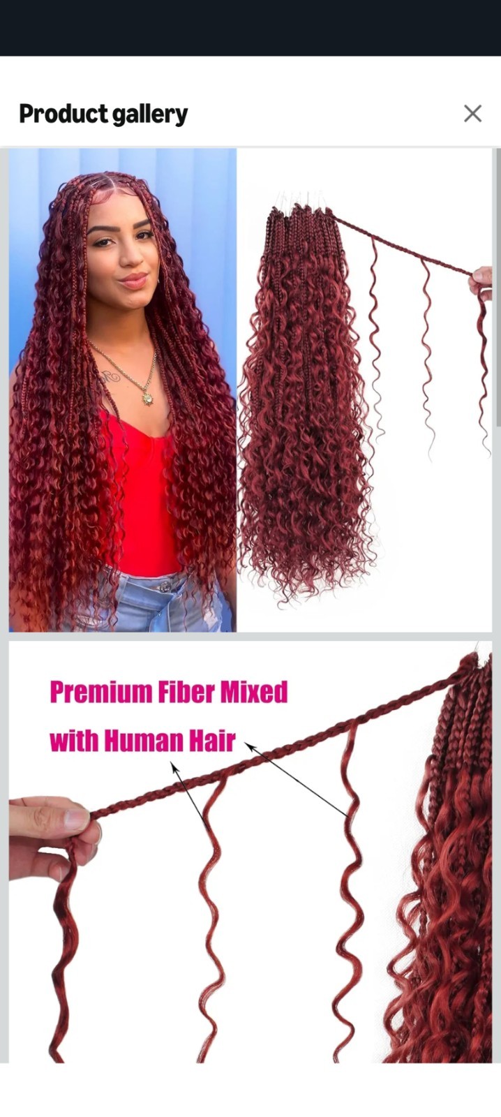 Goddess Box Braids Crochet Hair 24 inch Protein Fiber Pre-Looped Boho Braid Curl