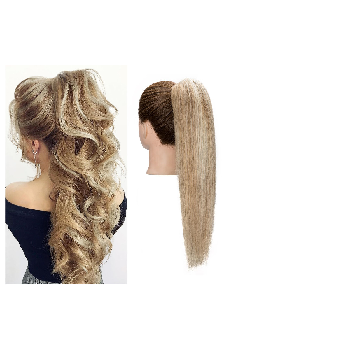 Charites Ponytail Extension 18 Inch Claw Clip Ponytail Extension Human Hair