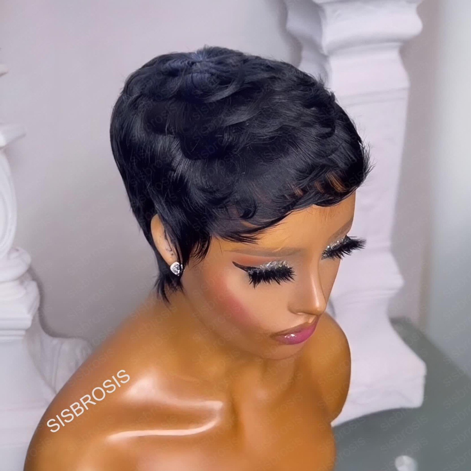 SisBroSis Short Wigs for Black Women Pixie Cut Human Hair Wigs for Women Natu…