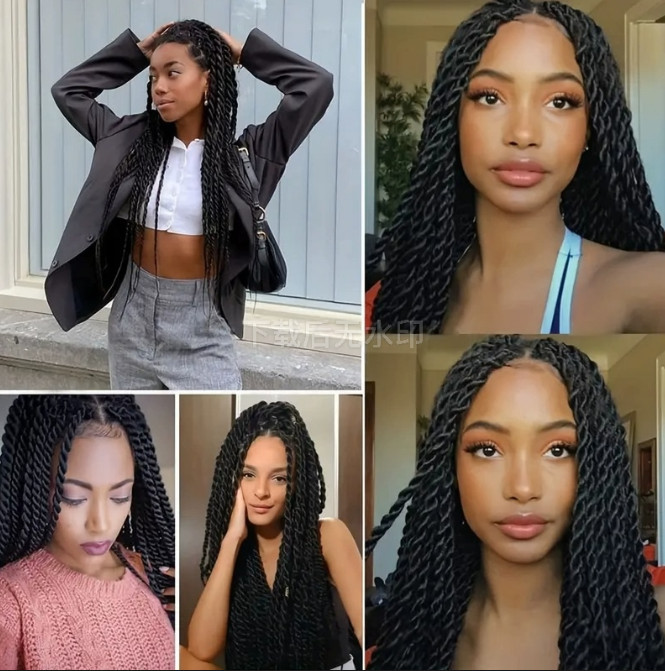 Senegalese Black Twist Braided Wigs For Black Women Knotless Full Lace wigs 20″