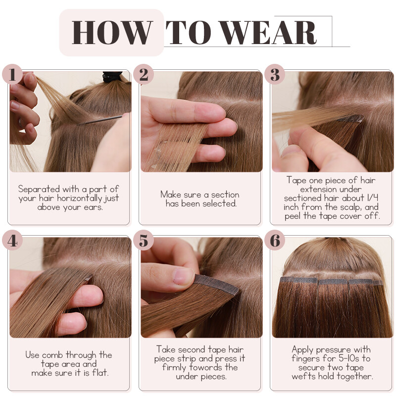 Invisible Tape In Russian Remy Real Human Hair Extensions Adhesive Skin Weft