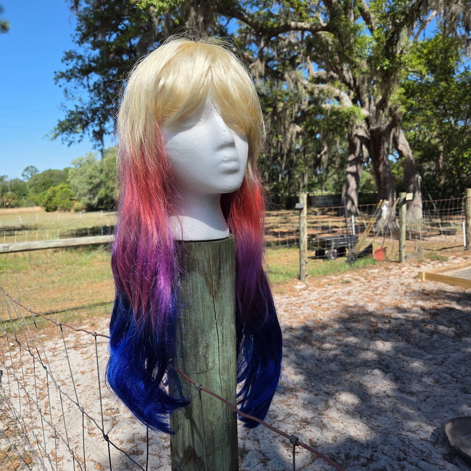 Jon Renau Full Lace Front Wig Long Colorful Bright Pride Blonde Bangs Dyed