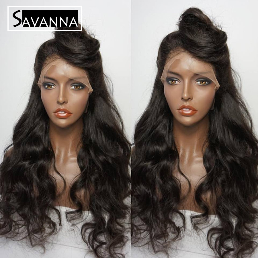 Long Wave Synthetic Lace Front Wigs Natural Black Color Pre Plucked Baby Hair
