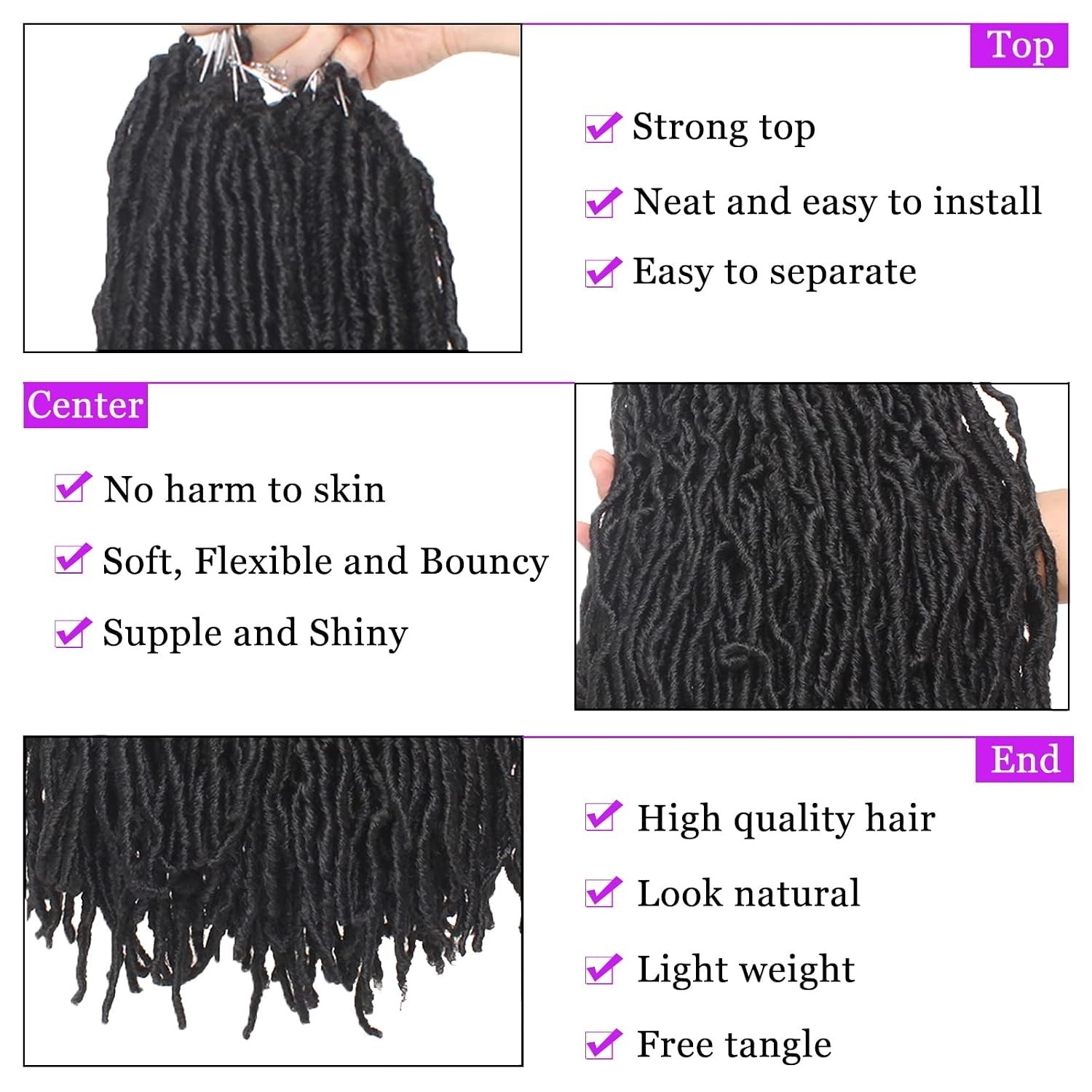 18 Inch Faux Locs Crochet Hair Extensions – Pack of 2 Natural Black Soft Locs