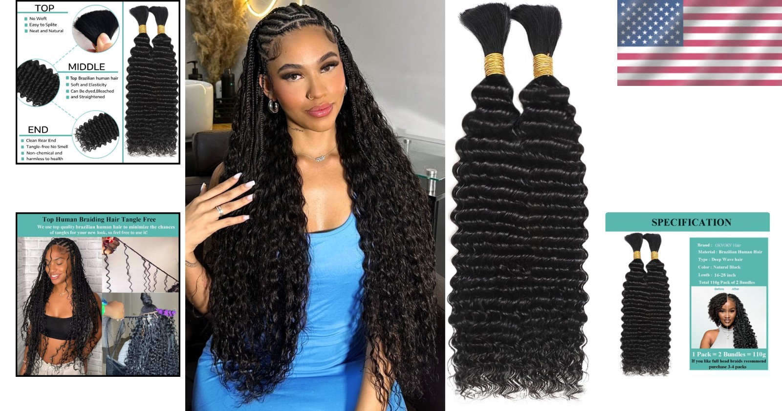 Effortless 18 Inch Water Wave Braiding Hair – 110g for Stunning Boho Styles