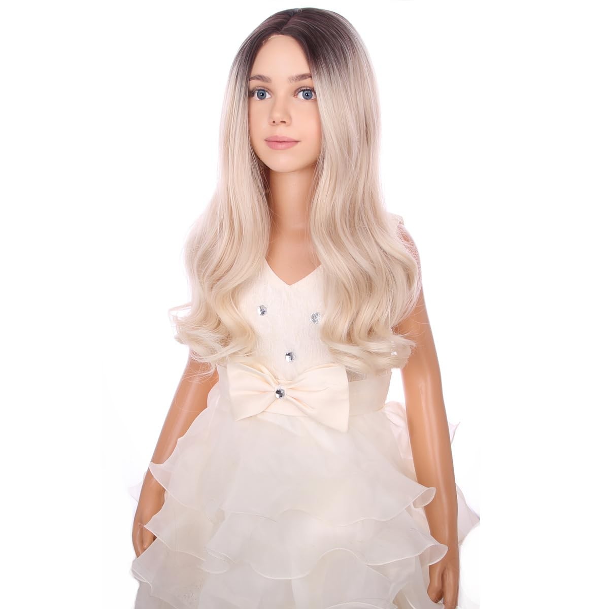 Long Blonde Wigs Long Curly Wavy Ombre Blonde Wig Middle Part Girls Wigs Heat…