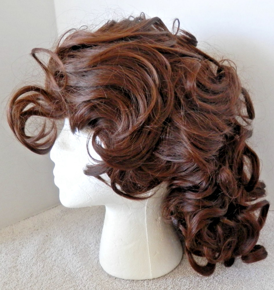 Vintage Elura 100% Monsanto Dark Brown Curly Shoulder Length Woman’s Wig