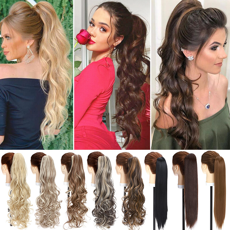 Real Thick Brown Claw Ponytail Hair Piece Clip in Hair Extensions As Human Hair