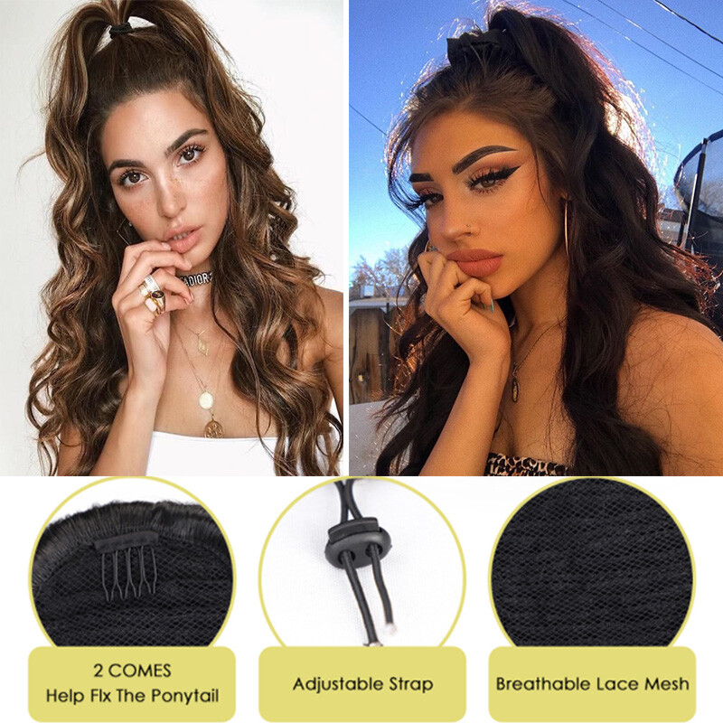 200g Real Thick Drawstring Ponytail Clip In Hair Extensions Pony Tail As Human