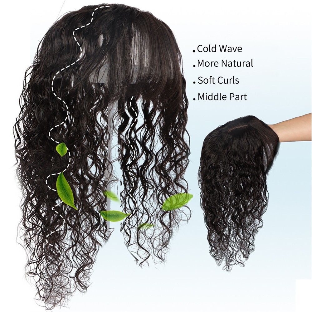 Soft 100% Human Hair Toupee Curly Hair Topper Top Clip in Hair Pieces for Women