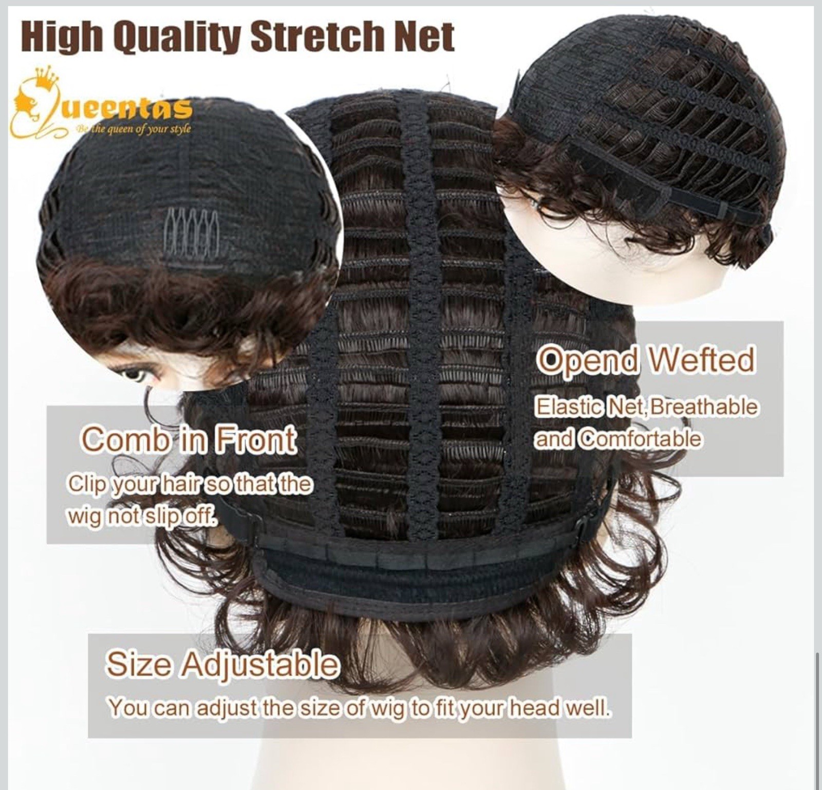 QUEENTAS Brown Men Wig Short Curly Hair Wig for Men Synthetic wig