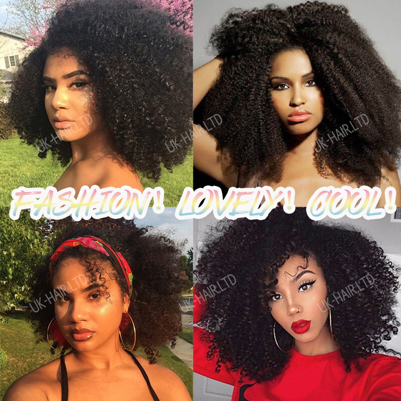 Yaki Straight Kinky Curly Clip In Remy Human Hair Extensions Full Head Thick US