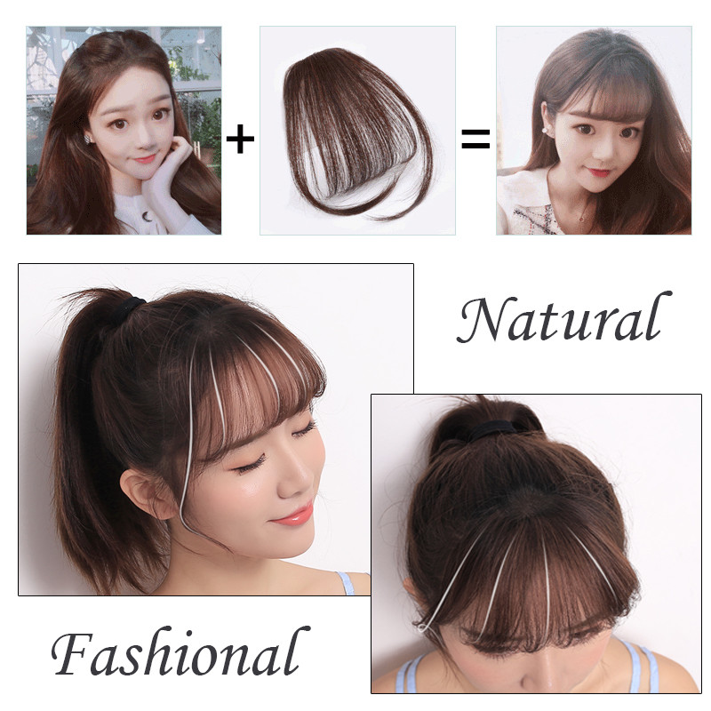 Invisible Clip In Thin Bangs Fringes 100% Real Remy Human Hair Extension US Ship