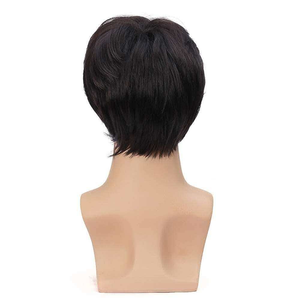 Men’s 6in Short Natural Black Wig Full Cosplay Party Synthetic Heat Resistant