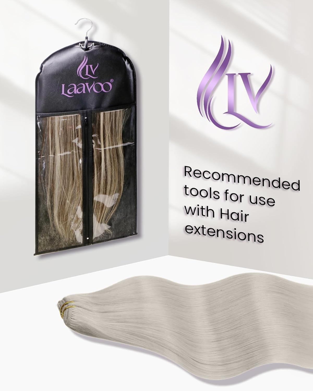 Platinum Blonde Clip-In Hair Extensions, 20″ Real Human Hair, 5pcs, 80g