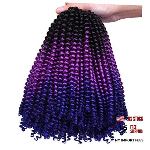 2 Pack Spring Twist Ombre Colors Bomb Twist Crochet T1B/Purple/Blue (2 packs)