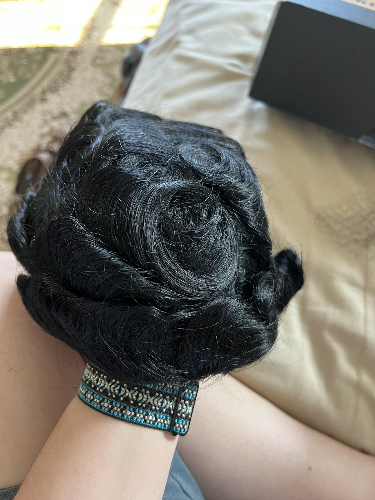 Toupee for Men 8x10in 0.06mm Thin PU Skin Black V-looped Human Hair