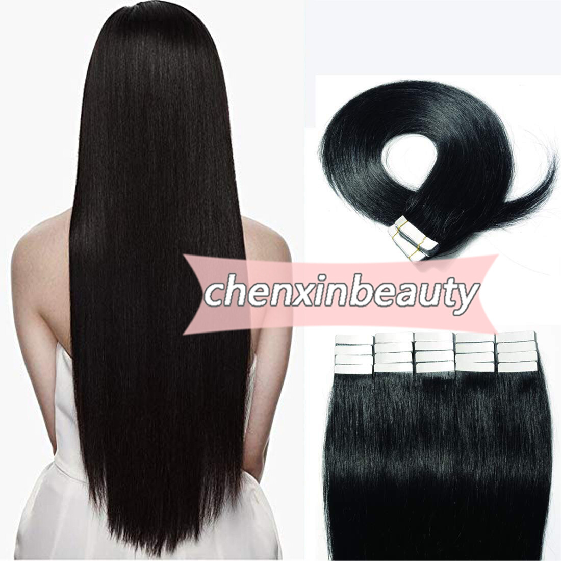 Invisible Tape in Human Hair Extensions Seamless Adhesive PU Skin Wefts RemyHair