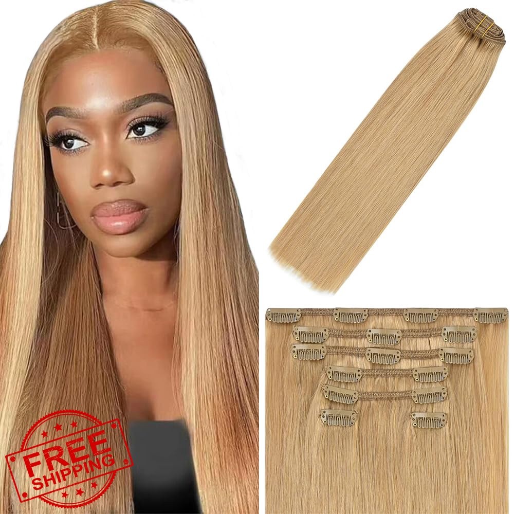 Shoaiye #27 Honey Blonde Clip in Hair Extensions 32 Inch 120g 7Pcs