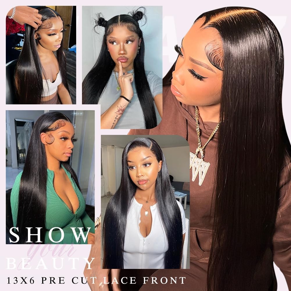 Pizazz 13×6 HD Lace Front Wigs Human Hair Pre Plucked Pre Bleached Pre Cut Gl…