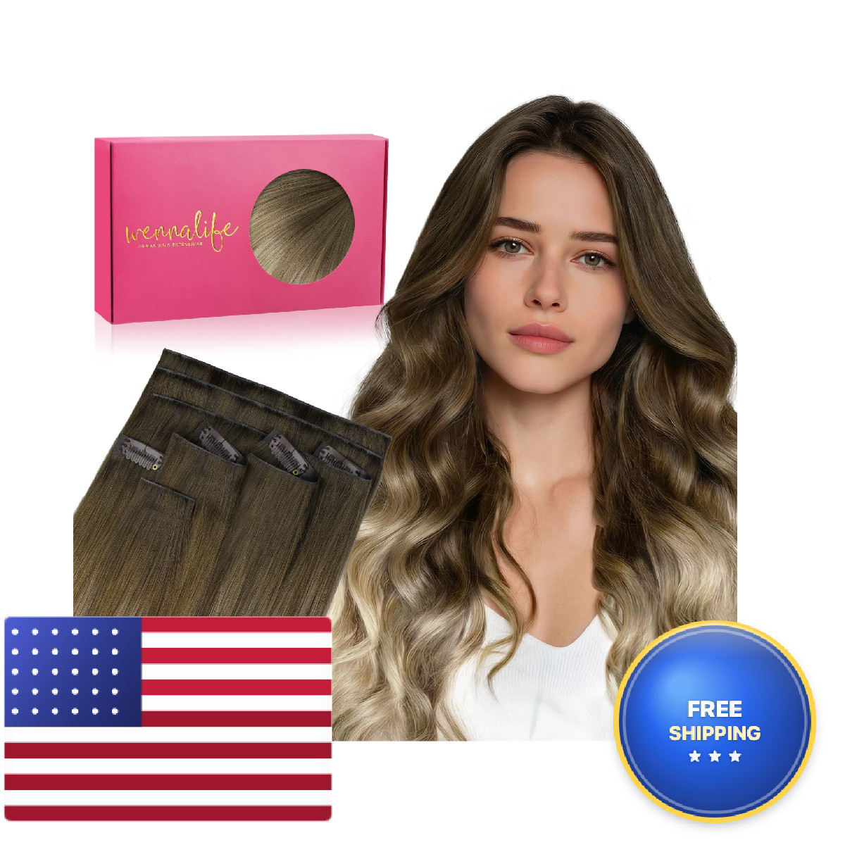 Wennalife Invisi Edge Clip In Hair Extensions Real Human Hair 16 Inch 130G 7Pcs