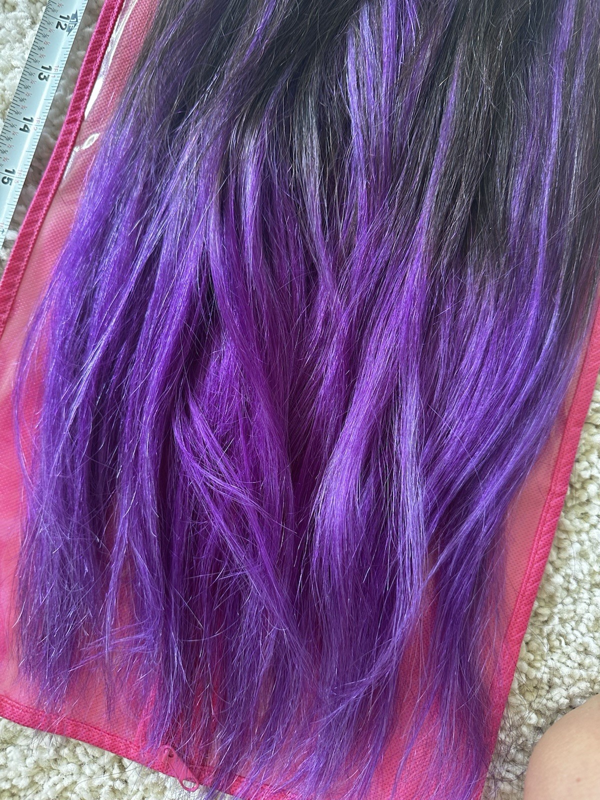 BELLAMI LACE WEFT CLIP-IN BLACK DARK BROWN/VIOLET PURPLE OMBRE 22 INCH 220 GRAMS