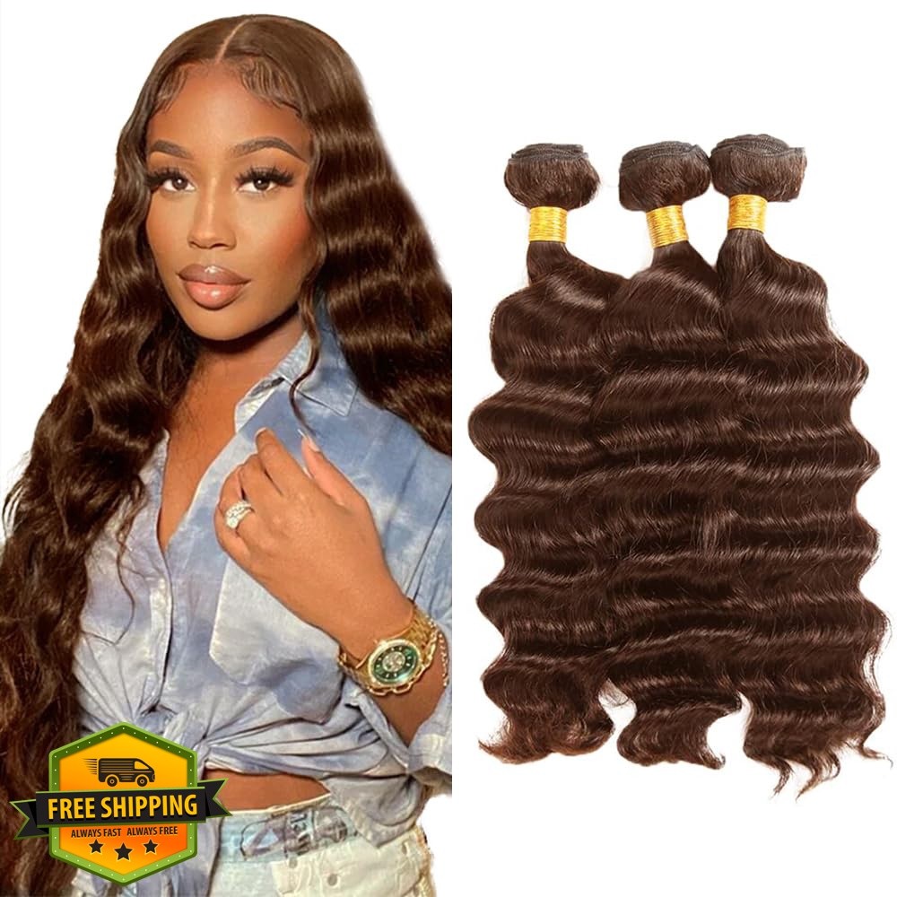 FuivJuix #4 Brown Deep Wave Bundles 14 16 18 Inch