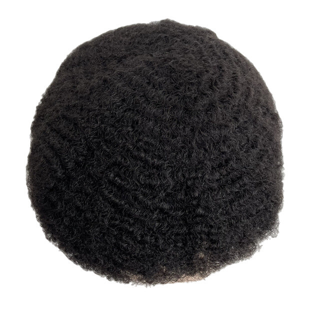 360 Lace Wave Man Toupee Hair 6MM Curly African Black Mens Replacement Hairpiece