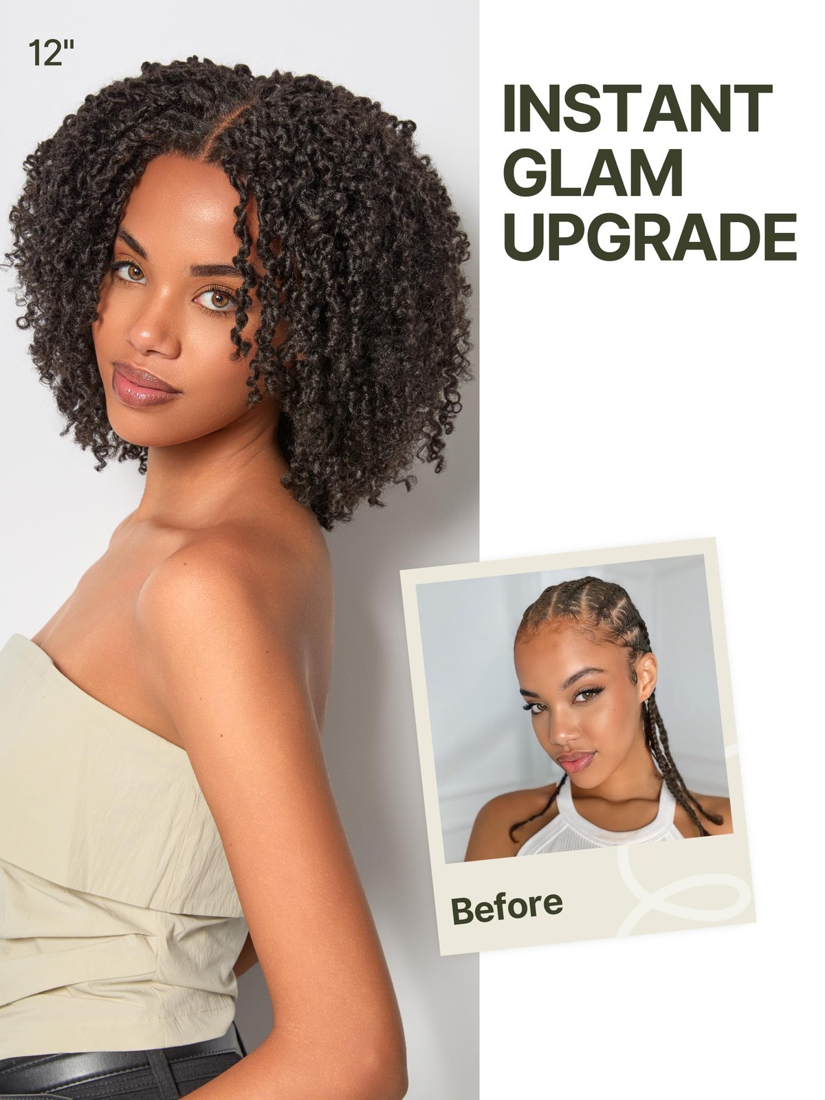 Curly Wig 11×4 Lace Frontal 12” Micro Twist 200% Density – Natural Black Ready