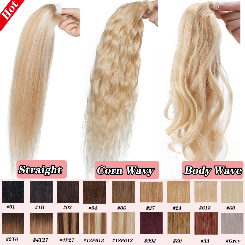 Long Thick Wrap Around Clip in Ponytail 100% Remy Human Hair Extensions Piece 8A