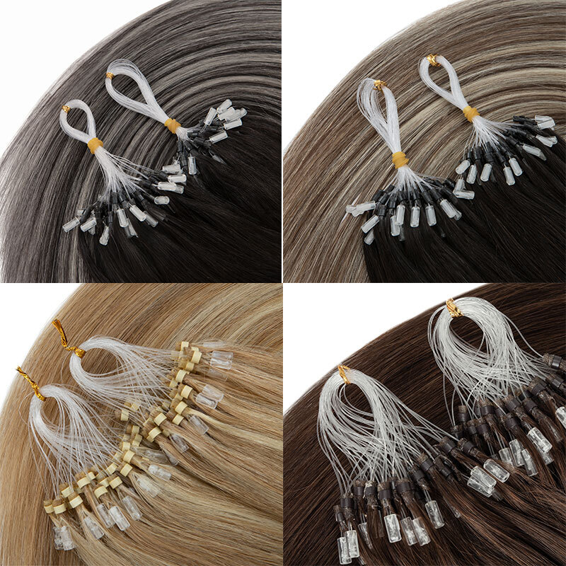 Brown 100% Human Hair Micro Ring Tip Loop Beads Remy Hair Extensions 1g/s Black