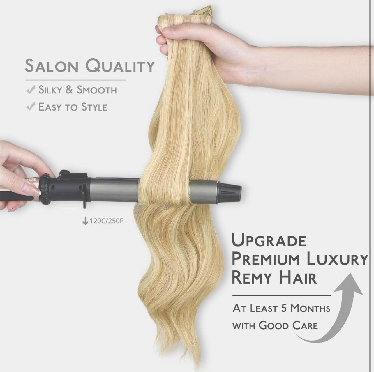 WENNALIFE Invisi Edge Clip in Hair Extensions Real Human Hair, 20 In, 150g
