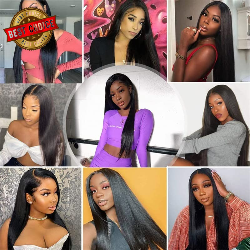 26 Inch Lace Front Wigs Human Hair Pre Plucked Straight Brazilian Glueless Lace