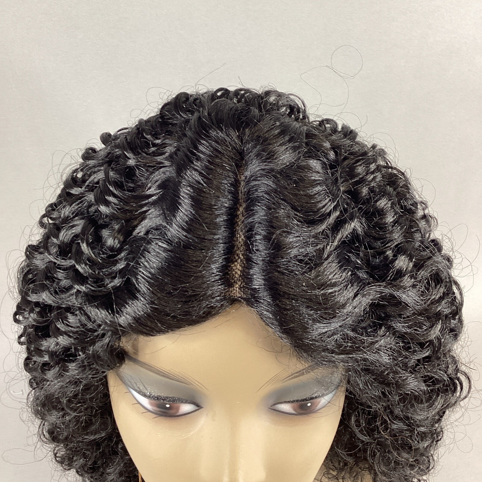 Damaris Long Curly #1B Off Black Premium Synthetic Lace Part Wig
